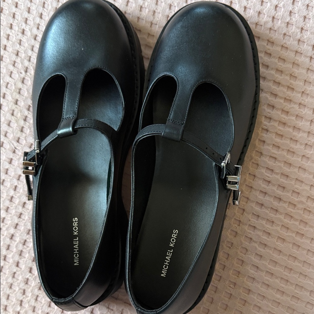 Michael Kors Black Leather Mary Jane Flats